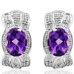 Natural Amethyst & Diamond Earrings