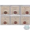 Image 1 : Estate Lot of 6x Canadian ICCS Certified 1-cent coins. This lot includes the following ICCS Certifie