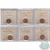 Image 1 : Estate Lot of 6x Canadian ICCS Certified 1-cent coins. This lot includes the following ICCS Certifie