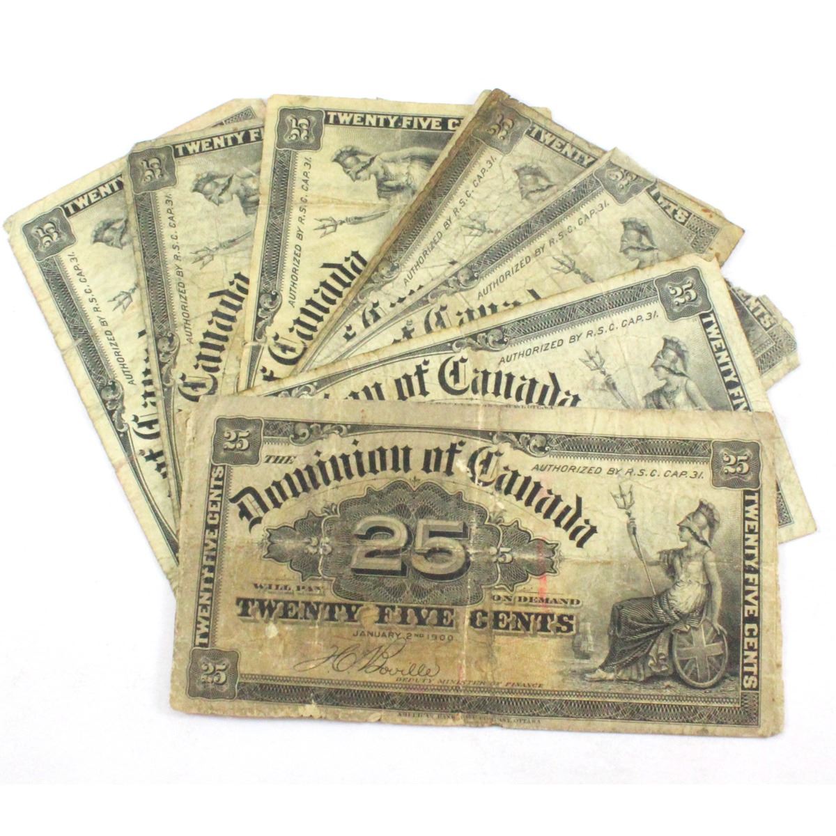 10 x 1900 25ct Dominion of Canada Notes