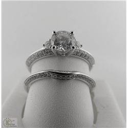 18K WHITE GOLD DIAMOND ENGAGEMENT/BAND RING SET