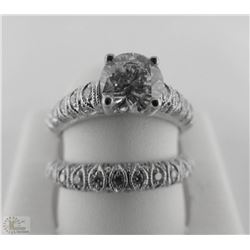 14K WHITE GOLD DIAMOND ENGAGEMENT/BAND RING SET