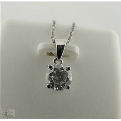 14K WHITE GOLD DIAMOND SOLITAIRE PENDANT WITH CHAIN