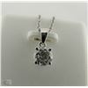 Image 1 : 14K WHITE GOLD DIAMOND SOLITAIRE PENDANT WITH CHAIN