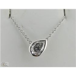 14K WHITE GOLD DIAMOND PENDANT ASYMETRICALLY SET