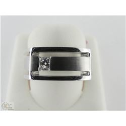 14K WHITE GOLD, GENTS DIAMOND RING