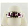 Image 3 : 18K WHITE GOLD DIAMOND AND RUBY RING