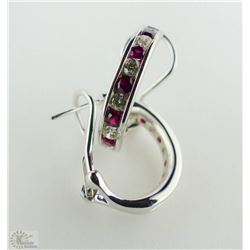 18K WHITE GOLD DIAMOND & RUBY EARRINGS