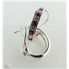 Image 1 : 18K WHITE GOLD DIAMOND & RUBY EARRINGS