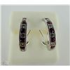 Image 2 : 18K WHITE GOLD DIAMOND & RUBY EARRINGS