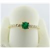 Image 1 : 10K YELLOW GOLD EMERALD AND DIAMOND RING
