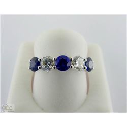 18K WHITE GOLD DIAMOND & SAPPHIRE ANNIVERSARY RING