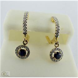 10K YELLOW GOLD SAPPHIRE AND DIAMOND EARRINGS