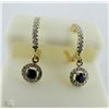 Image 1 : 10K YELLOW GOLD SAPPHIRE AND DIAMOND EARRINGS