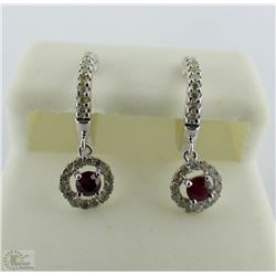 10K WHITE GOLD RUBY AND DIAMOND EARRINGS