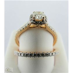 18K ROSE GOLD DIAMOND ENGAGEMENT/BAND RING SET