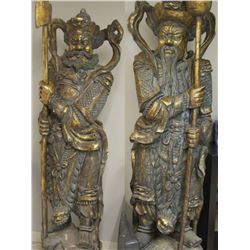 PAIR OF 77" MENSHEN TEMPLE DOOR GOD GUARDS STATUE