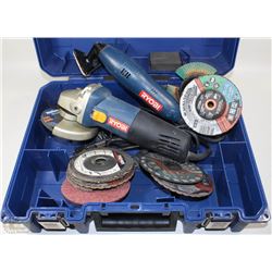 RYOBI GRINDER & SANDER IN A PLASTIC CASE DISCS INC