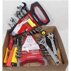 FLAT WITH 2 INCOMPLETE HUSKY WRENCH SETS AND