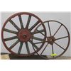 Image 1 : 2 VINTAGE WAGON WHEELS INCL  WOOD AND METAL 21" &