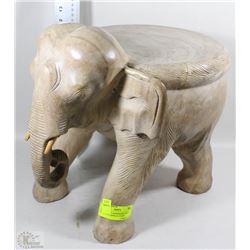 14" VINTAGE HANDMADE WOOD ELEPHANT DISPLAY STAND
