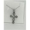 Image 1 : #1-14K WHITE GOLD DIAMOND CROSS PENDANT NECKLACE
