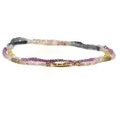 #8-14K YELLOW GOLD MULTI-COLORED SAPPHIRE NECKLACE