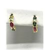 Image 1 : #10-18K YELLOW GOLD RUBY & SAPPHIRE EARRINGS