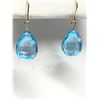 Image 1 : #12-10K YELLOW GOLD BLUE TOPAZ TEAR DROP EARRINGS