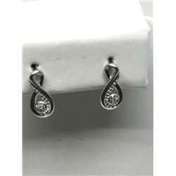 #14-STERLING SILVER DIAMOND EARRINGS
