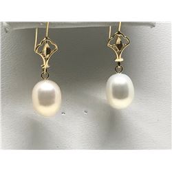 #17-14K YELLOW GOLD FRESH WATER PEARL EARRINGS