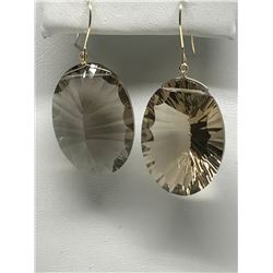 #18-14K YELLOW GOLD SMOKEY QUARTZ DROP EARRINGS