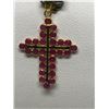 Image 1 : #21-18K YELLOW GOLD RUBY CROSS PENDANT