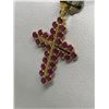 Image 2 : #21-18K YELLOW GOLD RUBY CROSS PENDANT