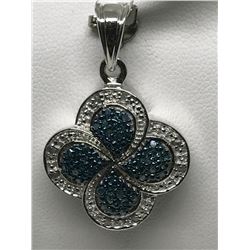 #22-STERLING SILVER BLUE DIAMOND PENDANT