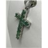 Image 2 : #23-STERLING SILVER EMERALD CROSS PENDANT