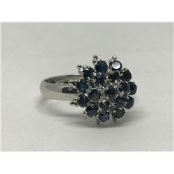 #25-STERLING SILVER SAPPHIRE CLUSTER RINGS