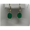 Image 1 : #26-14K YELLOW GOLD EMERALD HOOP EARRINGS