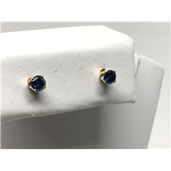 #30-14K YELLOW GOLD BLUE DIAMOND EARRINGS