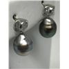 Image 1 : #34-STERLING SILVER PEARL & DIAMOND EARRINGS
