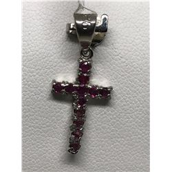 #40-STERLING SILVER RUBY NECKLACE