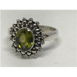 #42-STERLING SILVER GREEN EMERALD PERIDOT RING