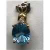 Image 1 : #43-14K YELLOW GOLD BLUE TOPAZ DIAMOND PENDANT