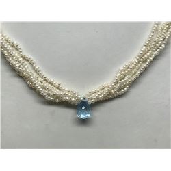 #44-14K YELLOW GOLD KASHI PEARL & TOPAZ NECKLACE