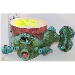UNIQUE PAINTED CERAMIC PLANTER IN SHAPE OF FISH