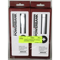 2 MOBILE POWERBANKS 2800MaH FOR MOBILE PHONES