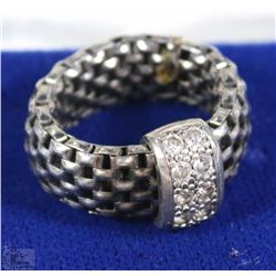 925 ITALY WOMENS STERLING MESH RING WITH FLOATING