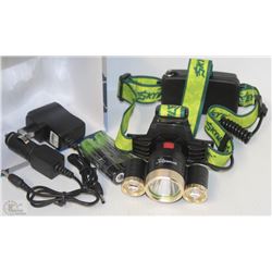 6000 LUMEN TACTICAL LED HEADLIGHT WITH 2 CHARGERS