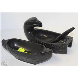 SET OF NATIVE HAND -CRAFTED DISHES WITH SPOON