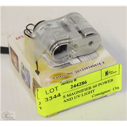 JEWELLERS MAGNIFIER 60 POWER WITH LED AND UV LIGHT